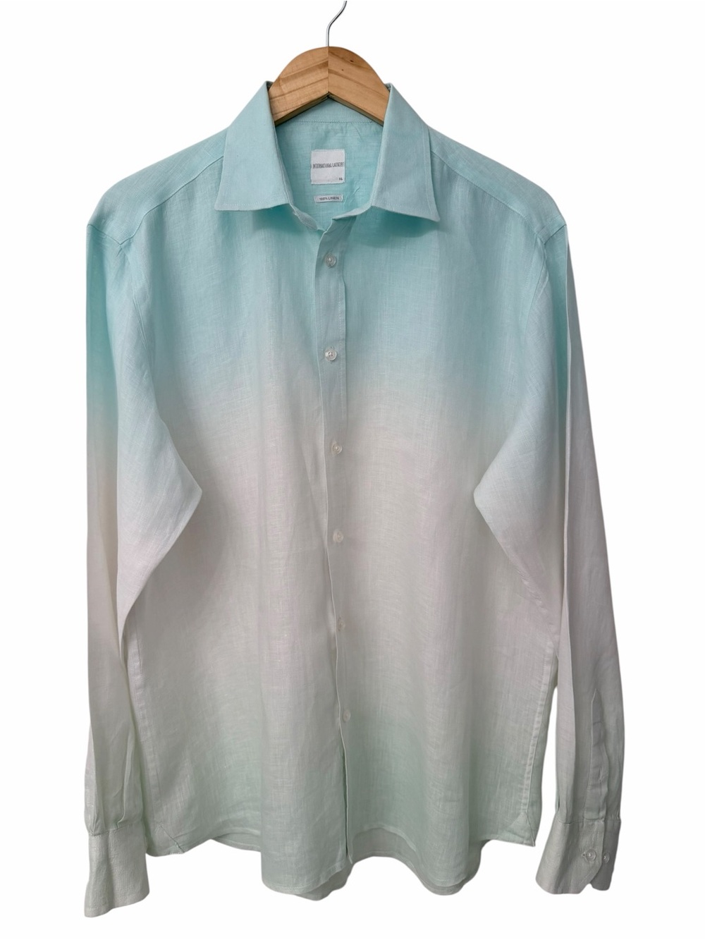International Laundry Light Aqua Ombre 100% Linen Button-Up Shirt